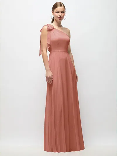 After Six Draped One-shoulder Maxi Dress With Scarf Bow