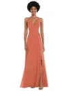 After Six Scoop Neck Convertible Tie-strap Maxi Dress With Front Slit