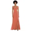 After Six Scoop Neck Convertible Tie-strap Maxi Dress With Front Slit In Multi