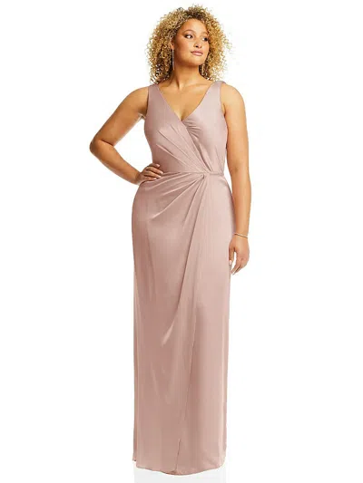 After Six Faux Wrap Whisper Satin Maxi Dress With Draped Tulip Skirt