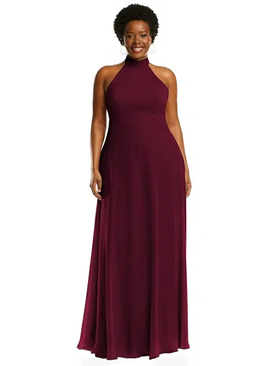After Six High Neck Halter Backless Maxi Dress In Multi