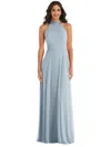 After Six Backless Halter Evening Gown In Grey