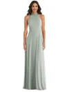 After Six Backless Halter Evening Gown In Multi