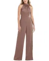 After Six Dessy Collection High-neck Open-back Jumpsuit With Scarf Tie In Orange