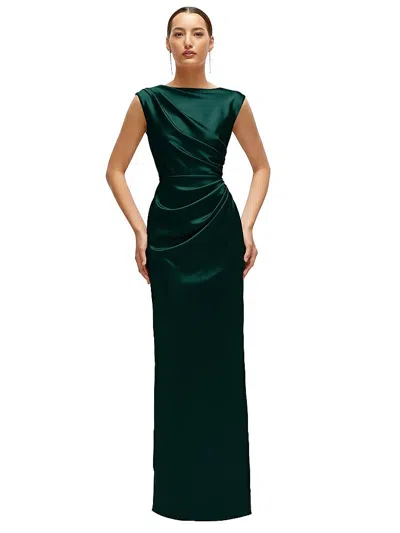 After Six High Neck Sleeveless Cap Shoulder Satin Maxi Dress