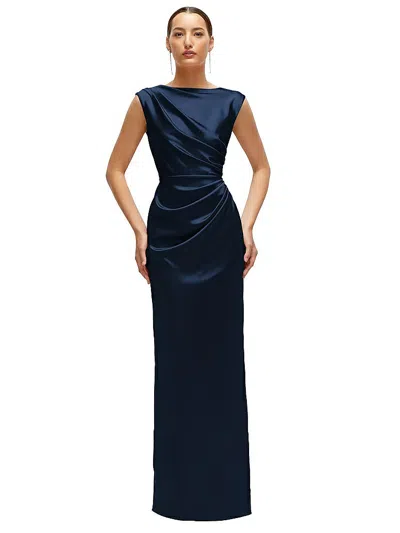 After Six High Neck Sleeveless Cap Shoulder Satin Maxi Dress