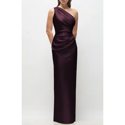 After Six Malin One-shoulder Charmeuse Gown In Purple