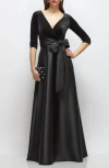 After Six Mixed Media Gown In Black