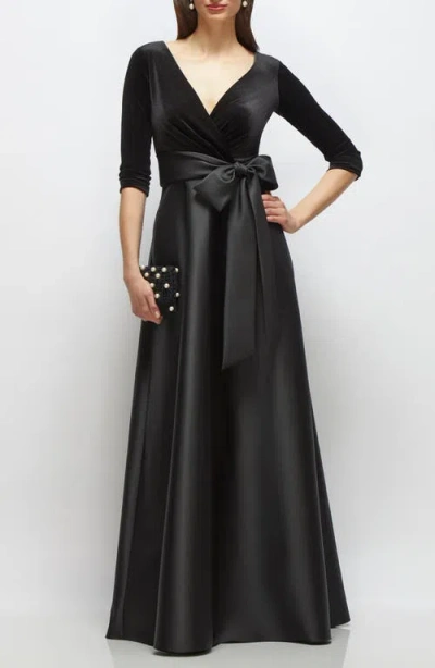 After Six Mixed Media Gown In Black