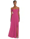 After Six Off-the-shoulder Basque Neck Maxi Dress With Flounce Sleeves