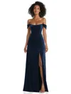 AFTER SIX OFF-THE-SHOULDER FLOUNCE SLEEVE VELVET MAXI DRESS