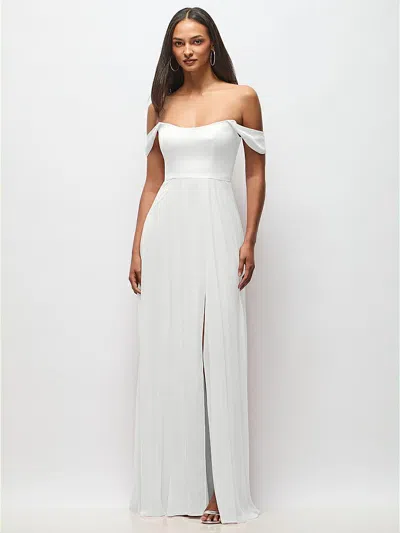 After Six Off-the-shoulder Basque Neck Maxi Dress With Flounce Sleeves