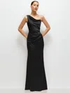 After Six One-shoulder Satin Charmeuse Gown