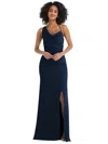 AFTER SIX ONE-SHOULDER DRAPED COWL-NECK MAXI DRESS