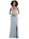 After Six One-shoulder Draped Cowl-neck Maxi Dress In Grey