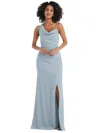 After Six One-shoulder Draped Cowl-neck Maxi Dress In Blue