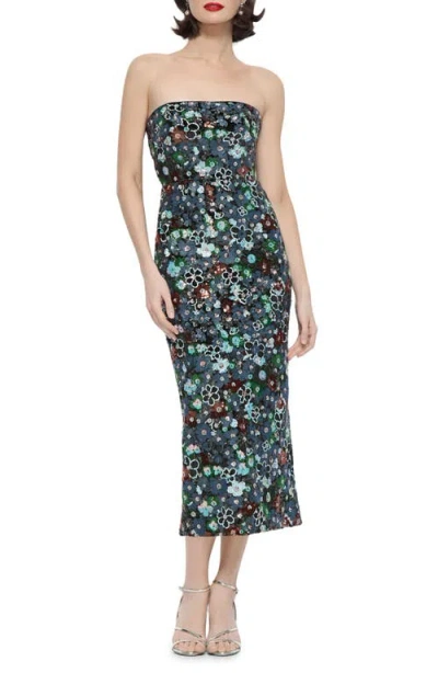 After Six Peri Floral Sequin Cocktail Dress In Blue