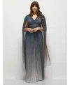 After Six Plus Size Streamer Sleeve Ombre Pleated Metallic Maxi Dress In Cosmic Blue