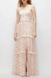 After Six Ruffle Chiffon Strapless Gown In Floral Print