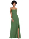 AFTER SIX SCOOP NECK CONVERTIBLE TIE-STRAP MAXI DRESS WITH FRONT SLIT