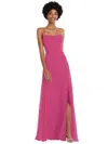 After Six Scoop Neck Convertible Tie-strap Maxi Dress With Front Slit In Tea Rose