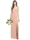 After Six Spaghetti Strap V-back Crepe Gown With Front Slit In Multi