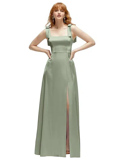 After Six Square Neck Fluid Satin Maxi Dress With Bow Straps