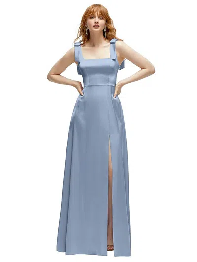 After Six Square Neck Fluid Satin Maxi Dress With Bow Straps