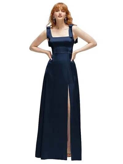 After Six Square Neck Fluid Satin Maxi Dress With Bow Straps