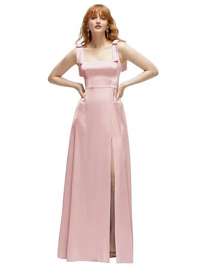 After Six Square Neck Fluid Satin Maxi Dress With Bow Straps