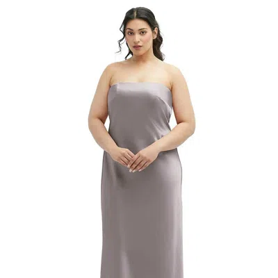 After Six Strapless Charmeuse Midi Cocktail Dress In Grey