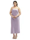 After Six Strapless Charmeuse Midi Cocktail Dress In Purple
