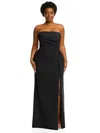 After Six Strapless Pleated Faux Wrap Trumpet Gown With Front Slit