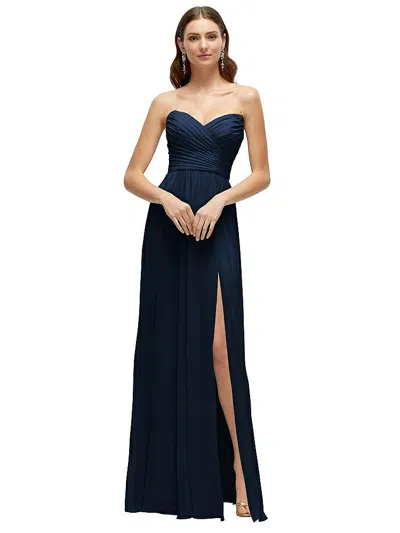 After Six Strapless Pleated Surplice Chiffon Maxi Dress With A-line Skirt