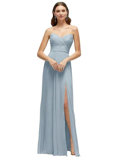 After Six Strapless Pleated Surplice Chiffon Maxi Dress With A-line Skirt