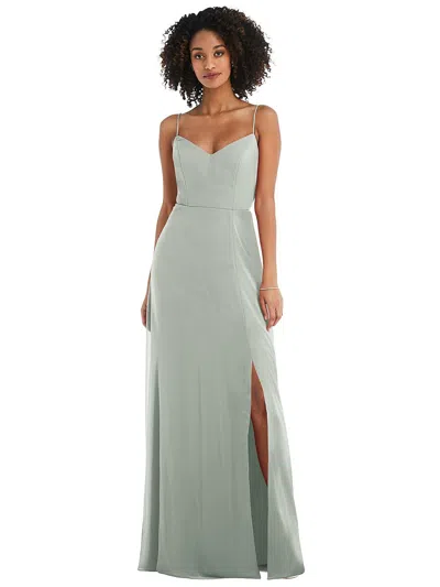 After Six Tie-back Cutout Maxi Dress With Front Slit In Beige