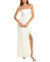 After Six Strapless Tuxedo Maxi Dress With Front Slit In White