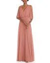 After Six V-neck Split-sleeve Blouson-bodice Maxi Dress