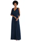 After Six V-neck Split-sleeve Blouson-bodice Maxi Dress In Blue