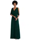 After Six Split Blouson Sleeve Gown In Green