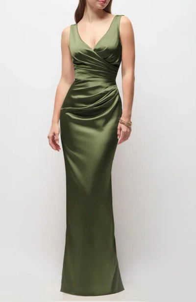 After Six Valentina Stretch Charmeuse Column Gown In Green