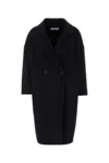 Aftercoat Midnight Blue Wool Blend Coat In Black
