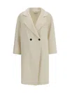 Aftercoat Double-breasted Long Coat In Neutral