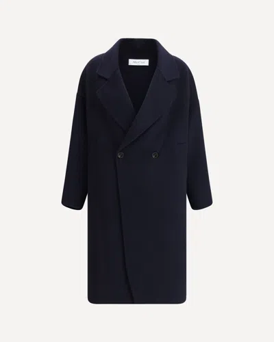 Aftercoat Double-breasted Long Coat In Blue