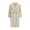 Aftercoat Double-breasted Long Coat In Neutral