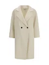 Aftercoat Double-breasted Wool Blend Coat In White
