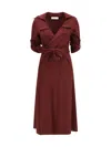 Aftercoat Long Jersey Dress In Burgundy