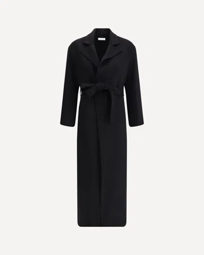 Aftercoat Fleece Wool Self-tie Robe Coat In Black
