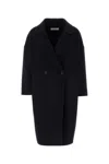 Aftercoat Midnight Blue Wool Blend Coat In Black