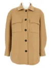 Aftercoat Oversized Wool Blend Jacket With Rounded Hem In Neutral